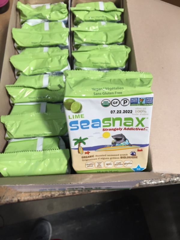 Photo 2 of ***non-refundable**
best by 7/22/22
SeaSnax Organic Roasted Seaweed Snack, Lime, 0.36 Ounce (Pack of 12)

