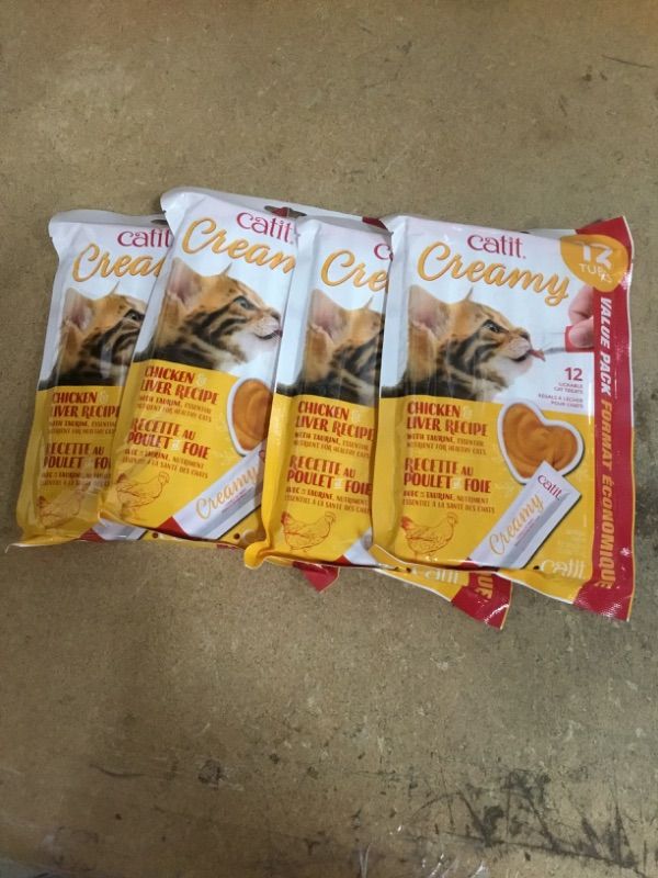 Photo 2 of **NON-REFUNDABLE**
BEST BY 4/4/23 PACKS 
Catit Creamy Lickable Cat Treat, Chicken & Liver, 12 Count 