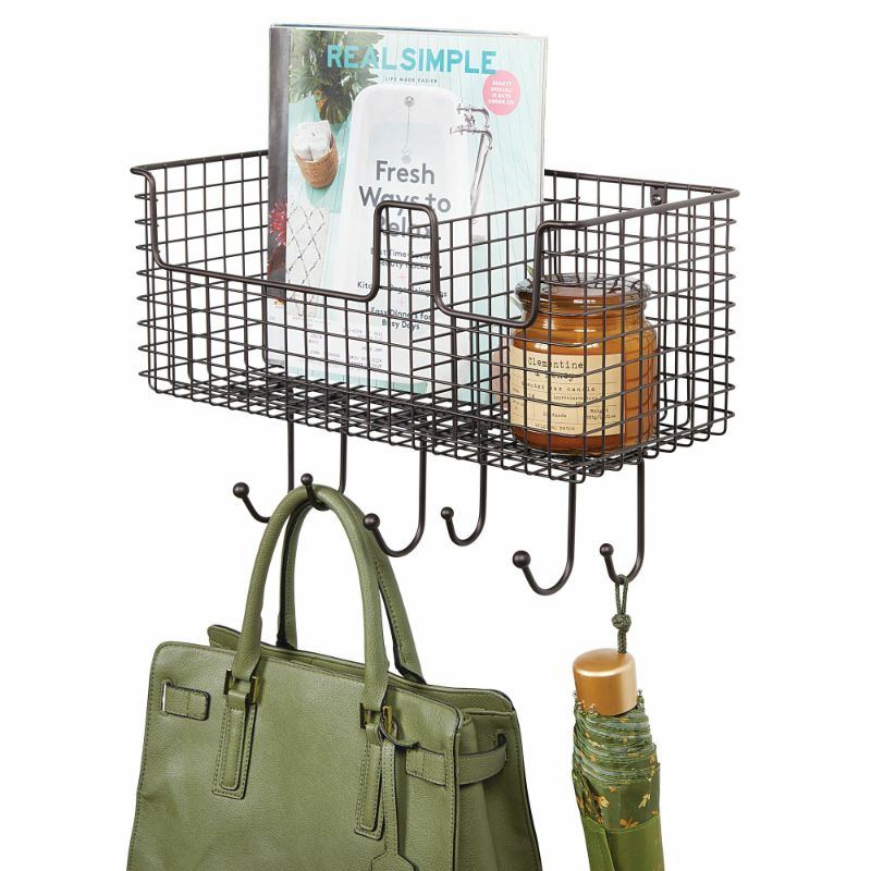 Photo 1 of 6 Hook Farmhouse Metal Wall Mount Storage Basket