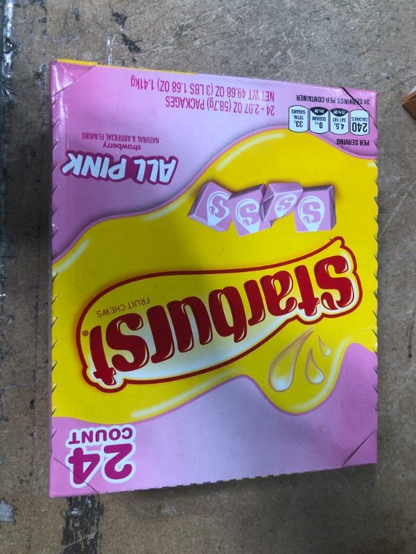 Photo 2 of ** EXP: 08/2023 ***   *** NON-REFUNABLE ***    *** SOLD AS IS ***
Starburst Limited Edition ALL PINK 2.07oz 24 Count
