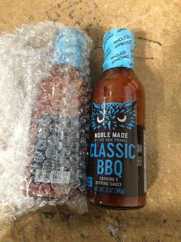 Photo 2 of *** EXP: 07/05/2022**   **  NON-REFUNDABLE **    *** SOLD AS IS ***  ** SETS OF 2 **
Noble Made by The New Primal Classic BBQ Cooking & Dipping Sauce, Whole30 Approved, Paleo, Certified Gluten Free, Dairy and Soy Free, 12 Oz Glass Bottle (1 Count)
