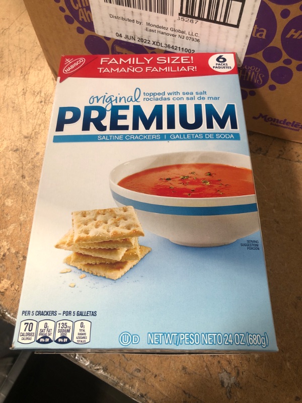 Photo 2 of ** EXP: 04 JUNE 2022 **   ** NON-REFUNDABLE **   ** SOLD AS IS **
Premium Saltine Crackers, Family Size - 3 Boxes
