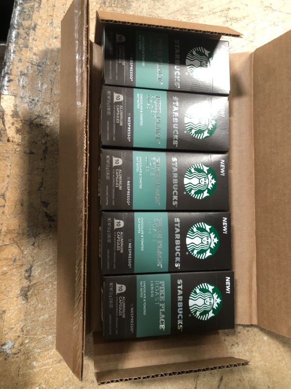 Photo 2 of ** EXP: 05/10/2022 ***   *** NON-REFUNDABLE ***    *** SOLD AS IS ***
Starbucks by Nespresso, Pike Place Roast (50-count single serve capsules, compatible with Nespresso Original Line System)
