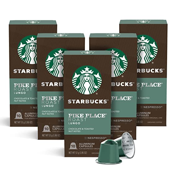 Photo 1 of ** EXP: 05/10/2022 ***   *** NON-REFUNDABLE ***    *** SOLD AS IS ***
Starbucks by Nespresso, Pike Place Roast (50-count single serve capsules, compatible with Nespresso Original Line System)
