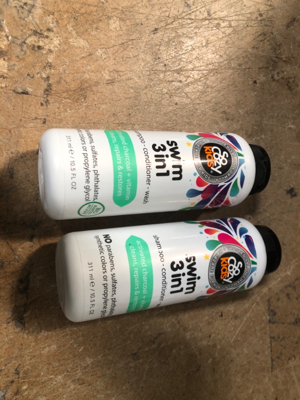 Photo 2 of ** NON-REFUNDABLE **   ** SOLD AS IS **    ** SETS OF 2 **
SoCozy Kids Swim 3-in-1 Shampoo, Conditioner & Body Wash - 3-in-1 Combo Pool Shampoo & Conditioner for Swimmers - Salt & Chlorine Removing Activated Charcoal for Toddler & Kids Hair After Swimming