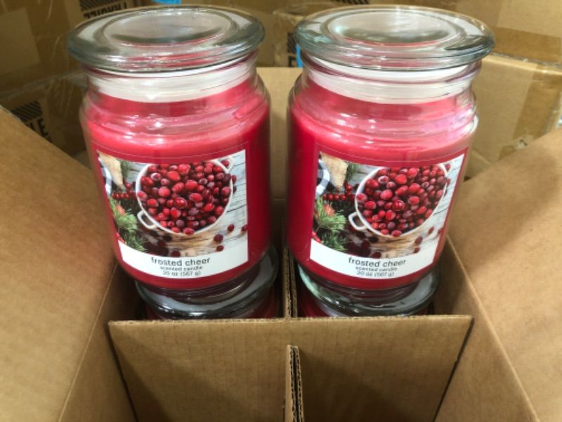 Photo 3 of ** SETS OF 4 **
20oz Value Jar Frosted Cheer Candle