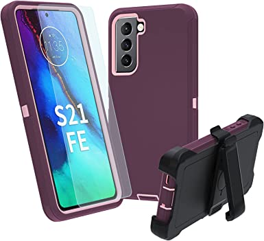 Photo 1 of 4 Packs of Samsung Galaxy S21 FE 5G Case, S21 FE Heavy Duty case,[Military Grade Protective ][Shockproof] [Dropproof] [Dust-Proof], Compatible with Samsung Galaxy S21 FE 5G (WineRed-Pink)