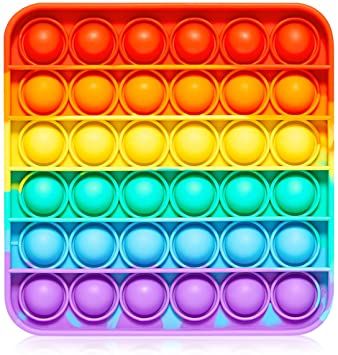 Photo 1 of  5 Pcs of Push Pop Bubble Fidget Sensory Toy - for Autism, Stress, Anxiety - Kids and Adults (Rainbow Square)