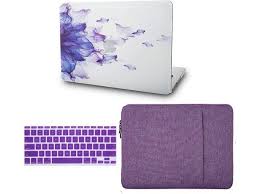 Photo 1 of KECC Compatible with MacBook Air 13 inch Case 2020 2019 2018 Release A1932 Retina Display + Touch ID Protective Plastic Hard Shell + Keyboard Cover + Sleeve (Purple Flower)
