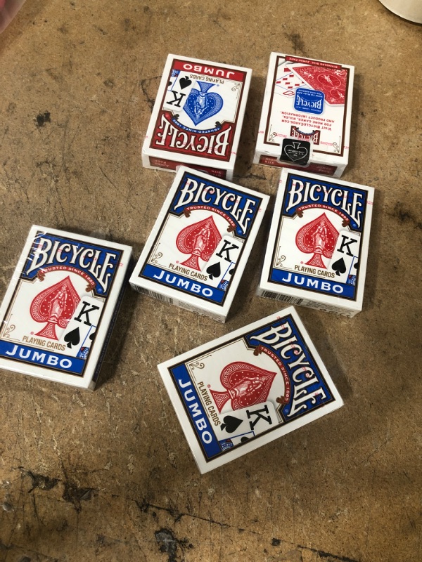 Photo 2 of ** SETS OF 6 **
Bicycle Standard Jumbo Playing Cards - Poker, Rummy, Euchre, Pinochle, Card Games
