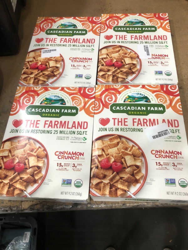 Photo 2 of ** EXP: 07 JUL 2022  ***    *** NON-REFUNDABLE **    ** SOLD AS IS **   ** SETS OF 4 ***
Cascadian Farm Organic Cinnamon Crunch Cereal, Whole Grain Cereal, 9.2 oz
