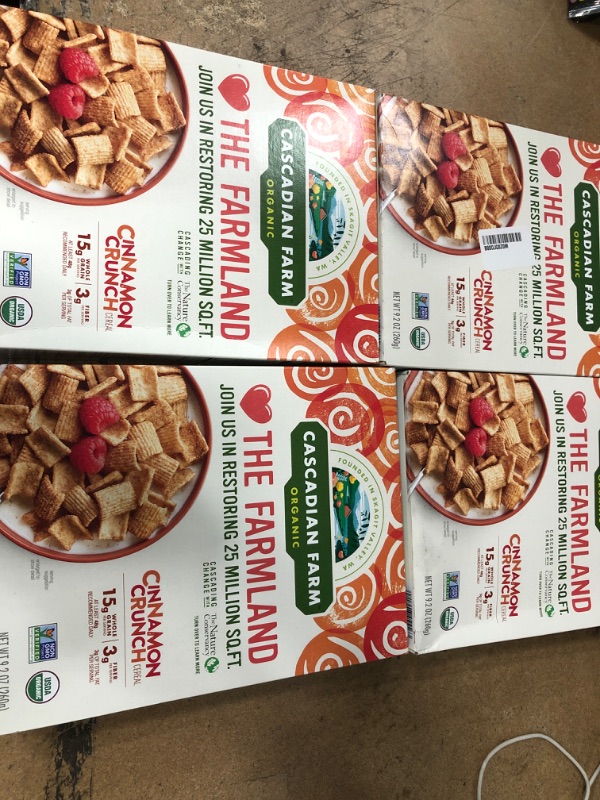 Photo 2 of ** EXP: 07 JUL 2022 **   *** NON-REFUNDABLE **   ** SOLD AS IS **   ** SETS OF 4 **
Cascadian Farm Organic Cinnamon Crunch Cereal, Whole Grain Cereal, 9.2 oz
