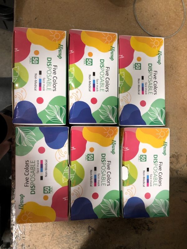 Photo 2 of 6 PACKS: HIWUP Colored Disposable Face Masks 50 Pack, PFE 99% Face Mask Suitable For Adults And Teens