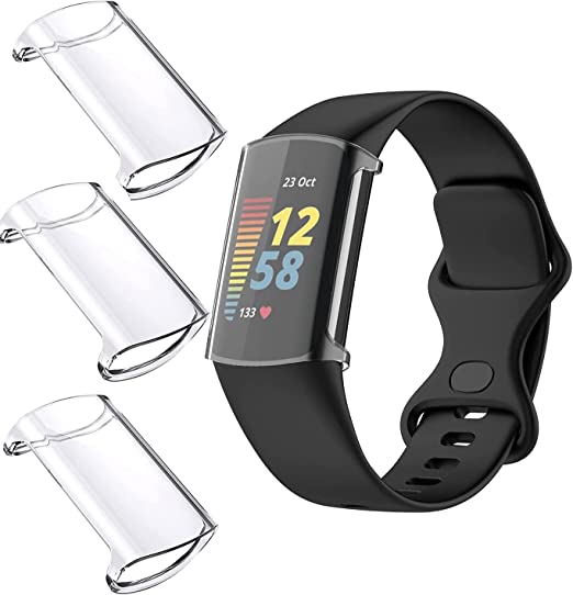 Photo 1 of ** SETS OF 4**
SunStory [3-Pack] Compatible with Fitbit Charge 5 Screen Protector [Not Applicable to Charge 4/3], Fitbit Charge 5 Soft TPU Bumper Full Cover 2021 (Clear Fitbit Charge 5)
