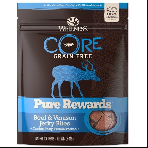 Photo 1 of ** EXP: 15 AUG 22  **    ** NON-REFUNDABLE **    *** SOLD AS IS ***  *** SETS OF 10 **
Wellness CORE Power Packed Venison Grain-Free Jerky Dog Treats, 4-oz Bag