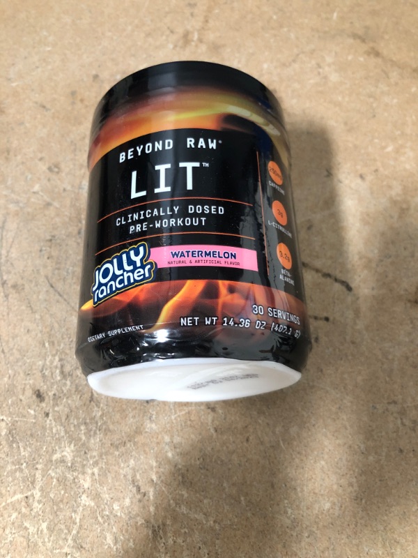 Photo 2 of ** EXP: 04/2023 **    ** NON-REFUNDABLE **    ** SOLD AS IS **
Beyond Raw LIT | Clinically Dosed Pre-Workout Powder | Contains Caffeine, L-Citruline, and Beta-Alanine, Nitrix Oxide and Preworkout Supplement | Jolly Rancher Watermelon | 30 Servings
