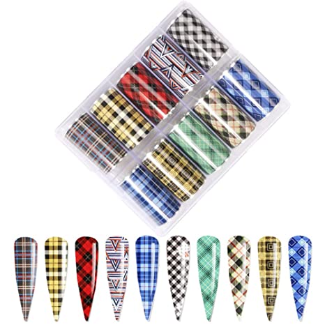 Photo 1 of ** SETS OF 2 **
Ocealux Plaid Nail Foils Art Transfer Stickers for Women Acrylic Nails DIY Decorations 10 Rolls Holographic Buffalo Plaid Designs Nail Art Supplies Nail Foils Transfers Decals for Manicure Tips Decor
