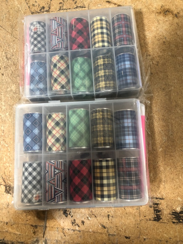 Photo 2 of ** SETS OF 2 **
Ocealux Plaid Nail Foils Art Transfer Stickers for Women Acrylic Nails DIY Decorations 10 Rolls Holographic Buffalo Plaid Designs Nail Art Supplies Nail Foils Transfers Decals for Manicure Tips Decor
