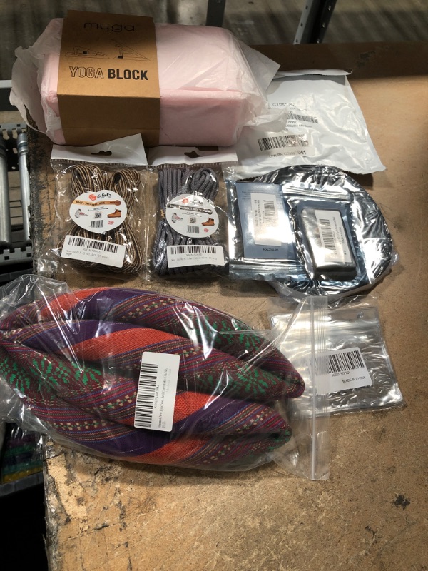Photo 1 of ** AMAZON BUNDLE OF CAR WHEEL COVER, SHOE LACES, YOGA BLOCK, COMPRESSED BLISTER AND ETC. **