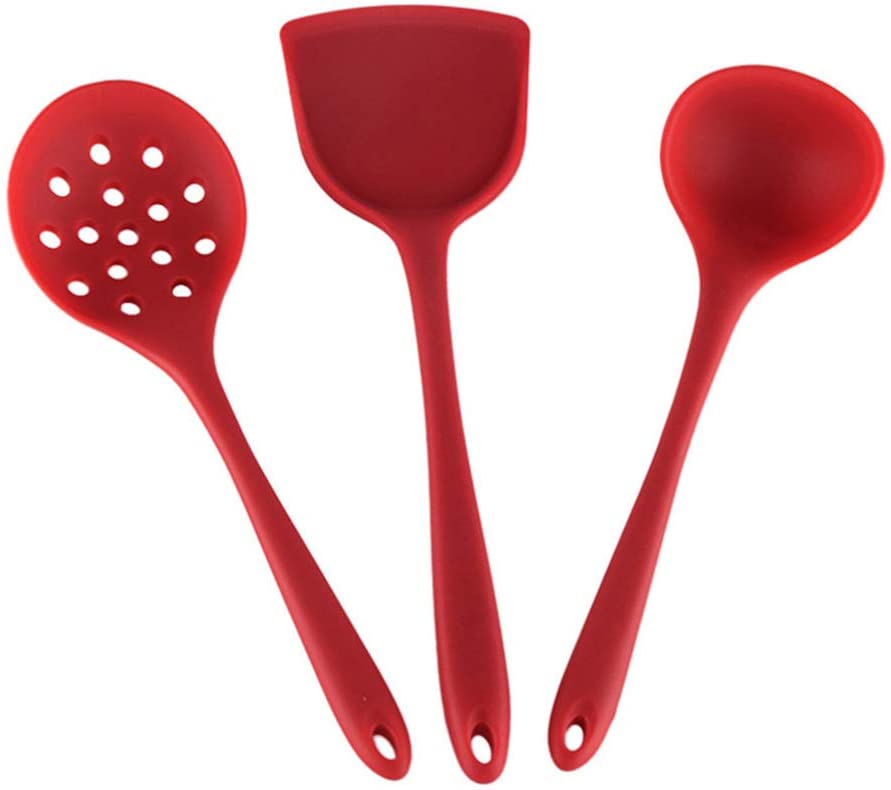 Photo 1 of ** SETS OF 2 **
Hemoton Silicone Kitchen Cooking Utensil Set, 3 pcs Kitchen Utensils Spatula Set Heat-resistant Kitchenware Cooker Cookware Kit (Red)
