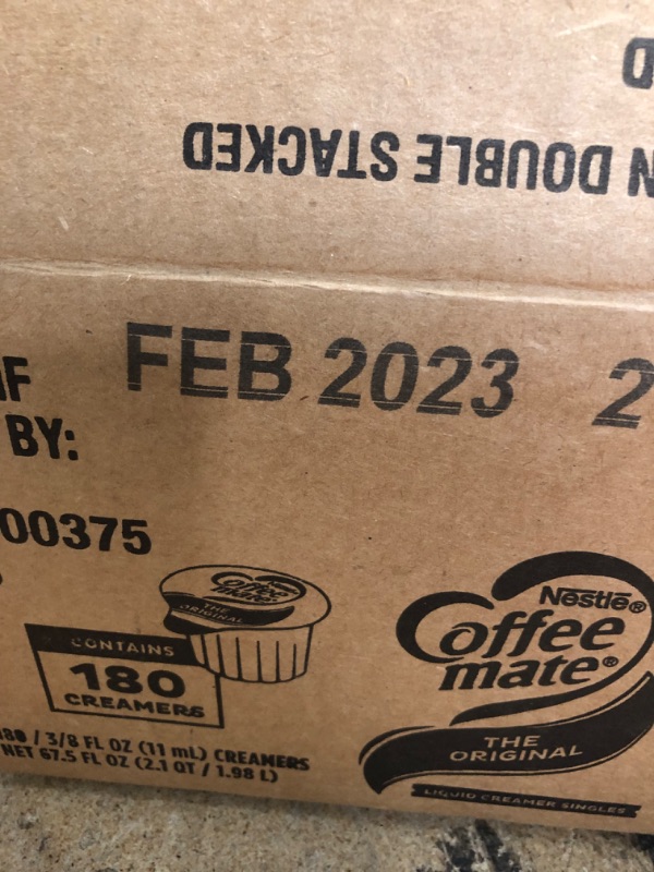 Photo 3 of *EXPIRES Feb 2023 - NONREFUNDABLE*
Nestle Coffee mate Coffee Creamer, Original, Liquid Creamer Singles, Non Dairy, No Refrigeration, Box of 180 Singles
