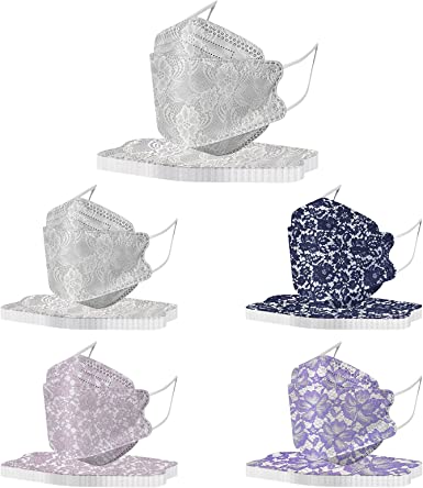 Photo 1 of 50Pcs Disposable Adults Floral Tie Dye Face Masks with 3D Design, 4-Ply with Nose Wire