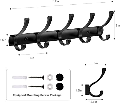 Photo 1 of AIMAXINKE Solid Aluminum Coat Hooks Wall Mounted, Black