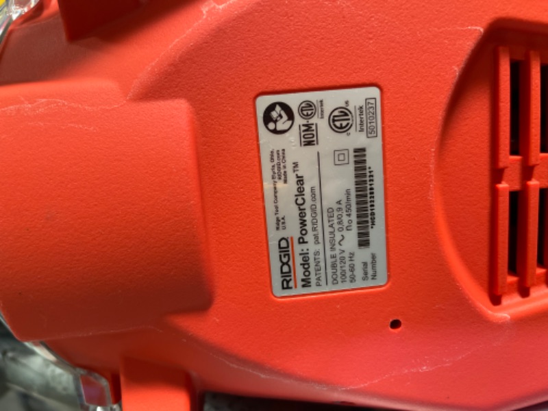 Photo 3 of 
RIDGID PowerClear 120-Volt Drain Cleaning Snake Auger Machine for Heavy Duty Pipe Cleaning for Tubs, Showers, and Sinks