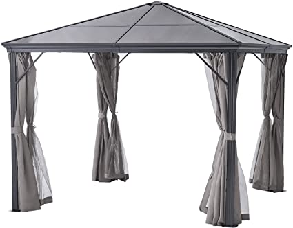 Photo 1 of *INCOMPLETE* *BOX 1 OF 2*  Christopher Knight Home 303379 Bali Outdoor 10 x 10 Foot Gazebo with Curtains, Grey + Black
