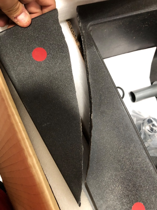 Photo 1 of (BROKEN OFF CORNER; CRACKED) Kraus Quarza Kitchen Sink, 33-Inch Equal Bowls, Black Onyx Granite, KGD-433B model