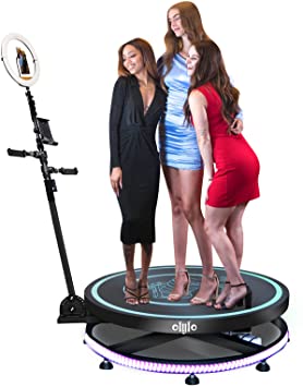 Photo 1 of 360 Photo Booth Machine for Parties with Free Logo Ring Light Selfie Holder Accessories,3 People Stand on Remote Control Automatic Spin 360 Video Camera Booth Platform Spinner 31.5” with Trolly
