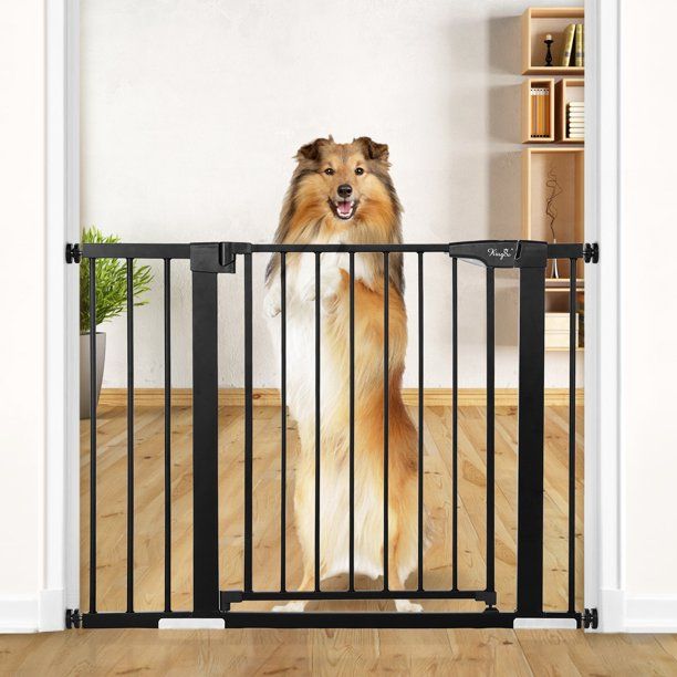 Photo 1 of Comomy 37.8"-43.3" Extra Wide Baby Safty Gate, Baby Gate for Stairs Doorways Barriers with Swing Door for Kids Children, 30'' Tall Baby Gate for Pet, Black
