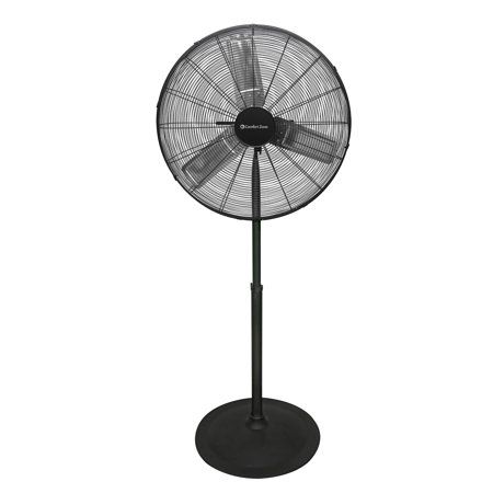 Photo 1 of Comfort Zone 30 in. High-Velocity 3-Speed Industrial Pedestal Fan with Aluminum Blades and Adjustable Height, Black
