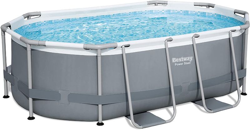 Photo 1 of **INCOMPLETE MISSING POOL!! Bestway Oval Above Ground Pool Set (10' x 6'7" x 33")| Includes Filter Pump & ChemConnect Dispenser
