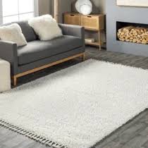 Photo 1 of ***DIRTY*** Ivory Solid Shag With Tassels 10' x 14' Area Rug
