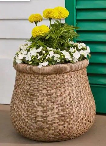 Photo 1 of *2 PACK* 
Tri-Weave 16 in. x 14 in. Gray Resin Composite Planter
by
Southern Patio