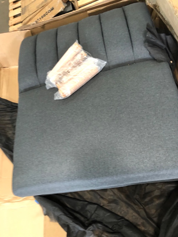 Photo 2 of **see clerk notes**incomplete, missing arm rest**
Novogratz Brittany Sofa Futon - Premium Upholstery and Wooden Legs - Dark Gray
