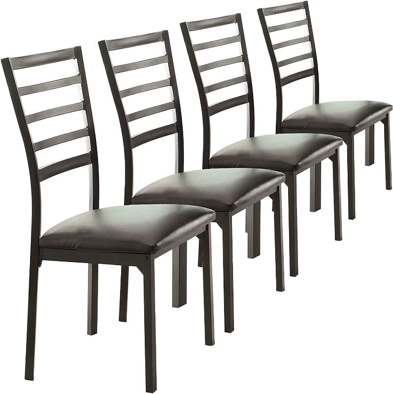 Photo 1 of ***MISSING COMPONENTS*** Homelegance Bi-Cast Vinyl Metal Frame Side Chair, Black, Set of 4
