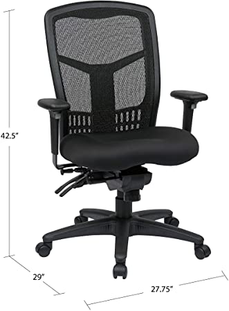 Photo 1 of Office Star ProGrid High Back Managers Chair with Adjustable Arms, Multi-Function and Seat Slider (Black)
