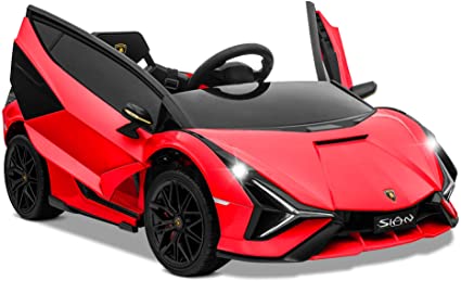 Photo 1 of ***PARTS ONLY*** Kidzone Kids Electric Ride On 12V Licensed Lamborghini Sian Roadster Battery Powered Sports Car Toy with 2 Speeds, Parent Control, Sound System, LED Headlights & Hydraulic Doors - Red
