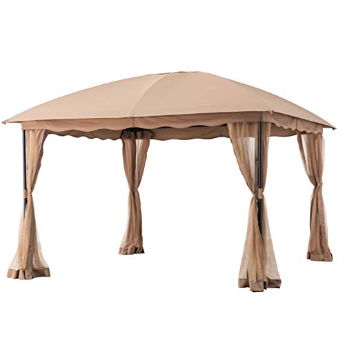 Photo 1 of **INCOMPLETE BOX 1 OF 2**Amazon Basics Outdoor Patio Garden Dome Top Gazebo with Mosquito Net - Brown
