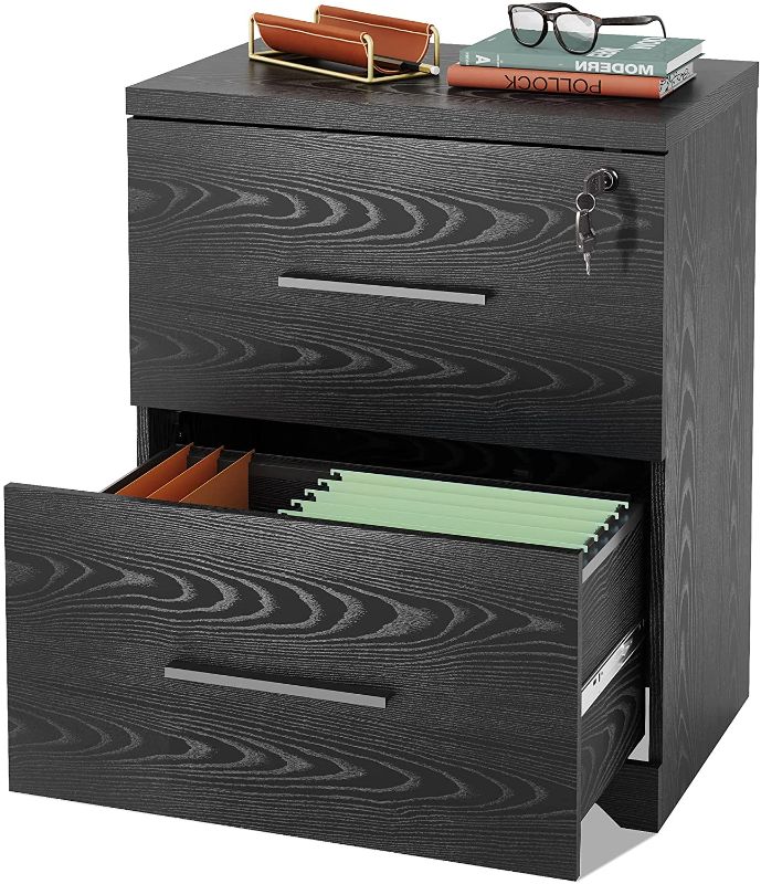 Photo 1 of PARTS FOR DEVAISE 2-Drawer Wood Lateral File Cabinet with Lock for Office Home, Black
