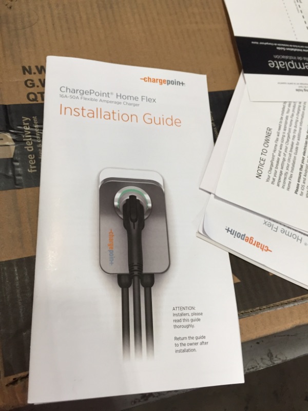 Photo 4 of **PARTS ONLY** ChargePoint Home Flex Electric Vehicle (EV) Charger, 16 to 50 Amp, 240V, Level 2 WiFi Enabled EVSE, UL Listed, ENERGY STAR, NEMA 14-50 Plug or Hardwired, Indoor / Outdoor, 23-foot cable , Black
