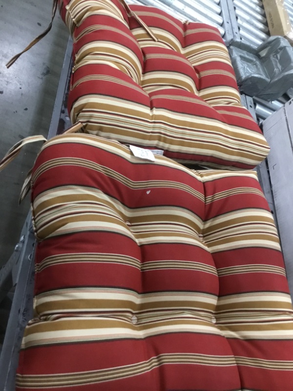 Photo 2 of 
Greendale Home Fashions
Roma Stripe Square Tufted Outdoor Seat Cushion 2 cushions 