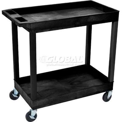 Photo 1 of **MISSING LEGS**Luxor Plastic Utility Cart w/2 Shelves, 400 lb. Capacity, 35-1/4"L x 18"W x 36-1/4"H, Black
