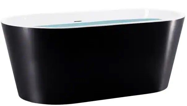 Photo 1 of (CRACKED) AKDY 59 in. Fiberglass Double Ended Flatbottom Non-Whirlpool Bathtub in Glossy Black