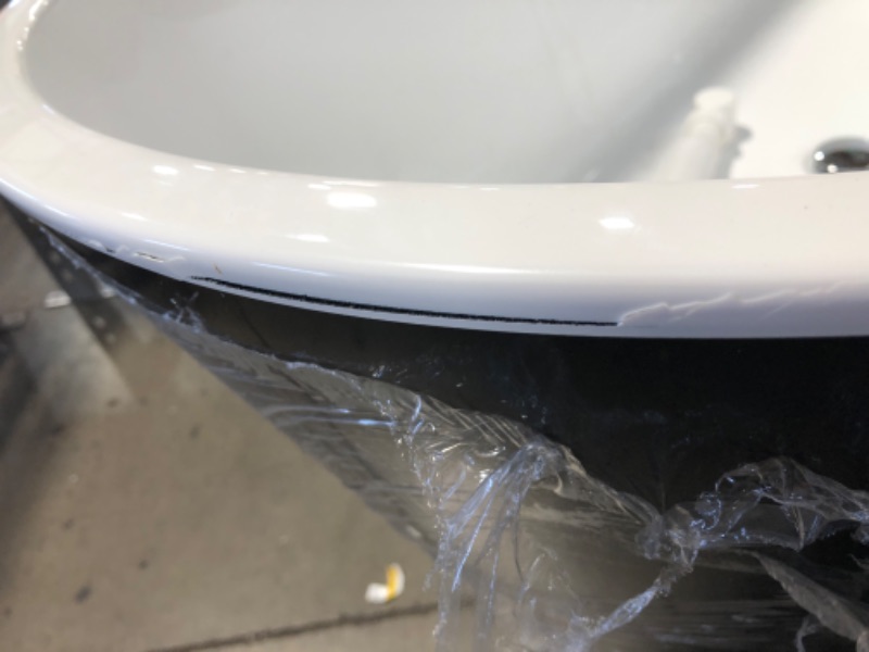 Photo 7 of (CRACKED) AKDY 59 in. Fiberglass Double Ended Flatbottom Non-Whirlpool Bathtub in Glossy Black