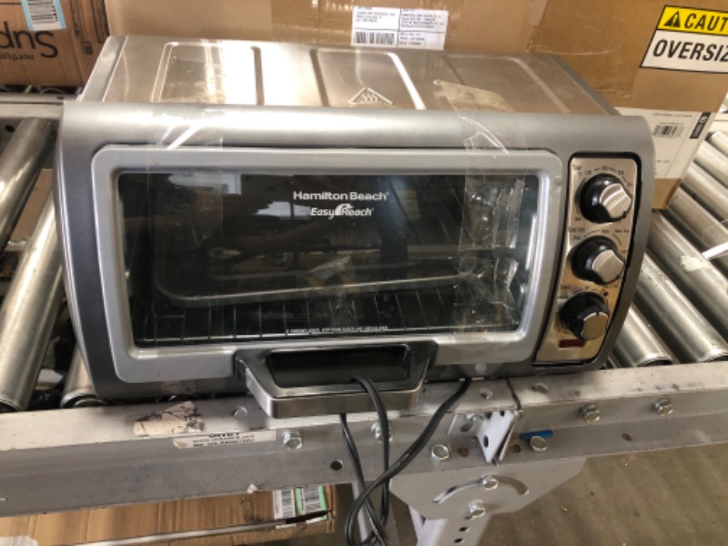 Photo 2 of Hamilton Beach 6-Slice Countertop Toaster Oven with Easy Reach Roll-Top Door, Bake Pan, Silver (31127D)
