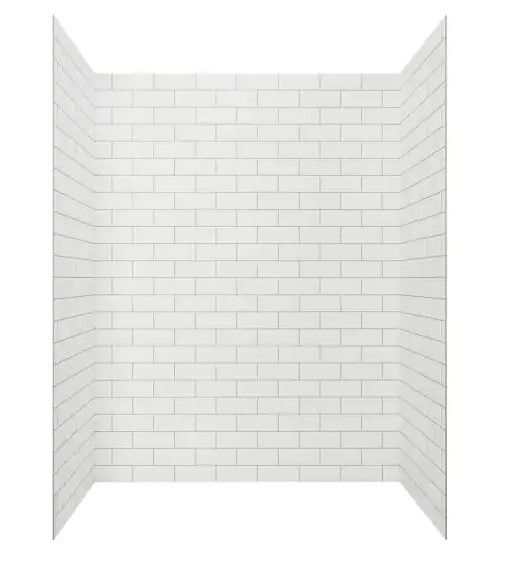 Photo 1 of (TORN/CRACKED SUFACE; DAMAGED CORNER) American Standard Passage 32 in. x 60 in. x 72 in. 4-Piece Glue-Up Alcove Shower Wall in White Subway Tile