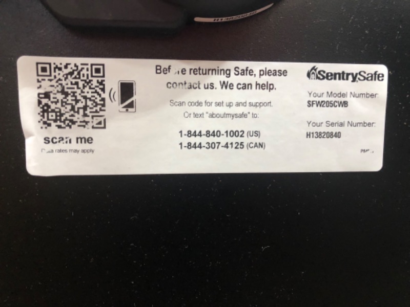 Photo 3 of (DO NOT TURN DIAL=MISSING COMBO) SentrySafe SFW205CWB Fireproof Waterproof Safe with Dial Combination, 2.05 Cubic Feet, Black
